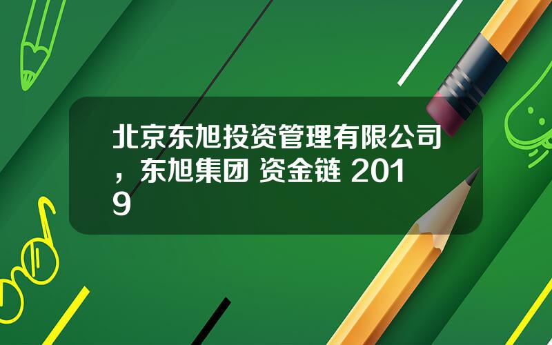 北京东旭投资管理有限公司，东旭集团 资金链 2019